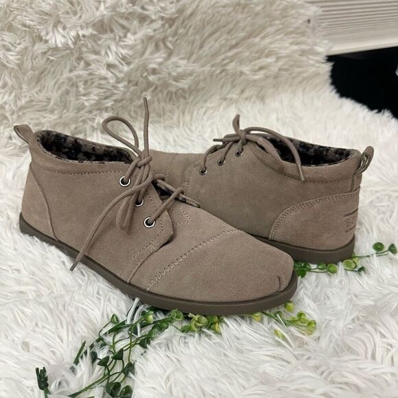 Skechers Bobs Memory Foam Hi Top Sneakers Ankle Boots Lace up‎ Brown Suede 8.5 - Picture 1 of 8